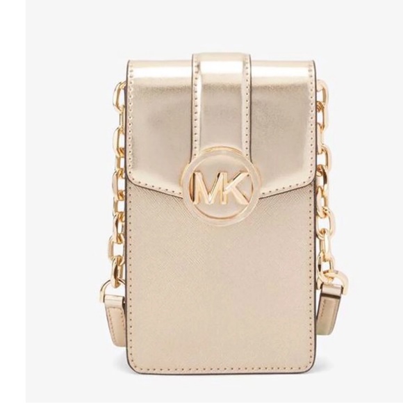 Michael Kors Handbags - Michael Kors- The MK Carmen Smartphone Crossbody Purse in Gold! Brand New…